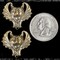 Antiqued Brass Large Screaming Bat Three Ring Connectors - Set of Two - AB-3C31
